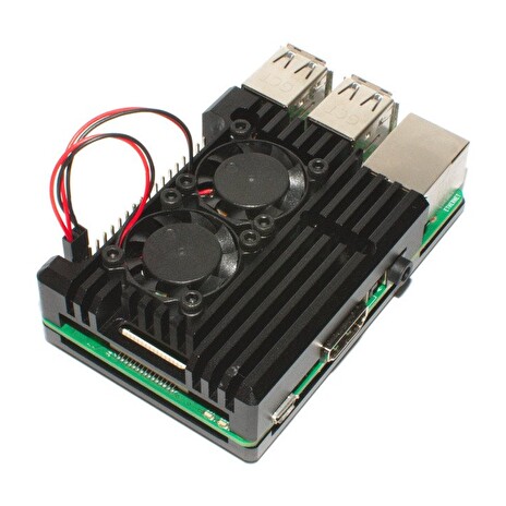 Kryt Raspberry Armor Fan pro Raspberry Pi 4 B, černá (Joy-it)