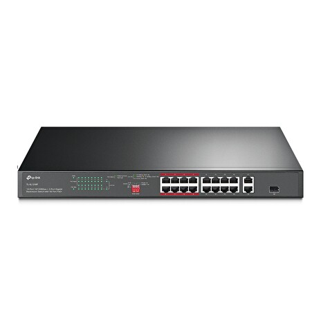 TP-Link switch TL-SL1218P, 16x PoE+ 10/100Mb/s RJ45, 2xGbE RJ45, 2x Fan