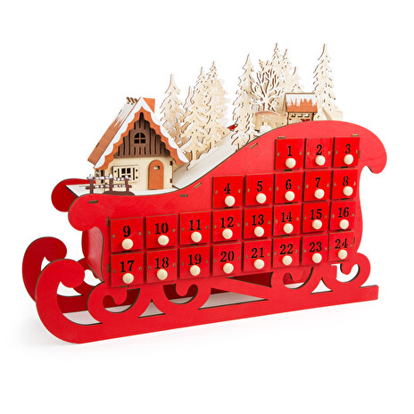 Adventní kalendář Small Foot dřevěný, sáňky