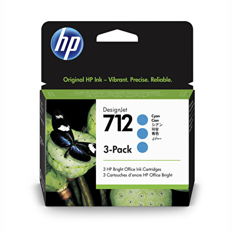 HP 712 Ink. náplň azurová, trojbalení, 3ED77A