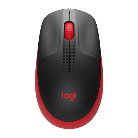Logitech M190/Kancelářská/Optická/1 000 DPI/Bezdrátová USB/Černá-červená