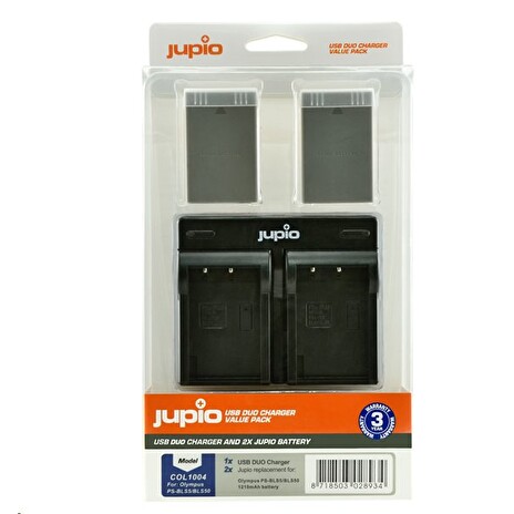 Set Jupio 2x baterie BLS5 / BLS50 - 1210 mAh a duální nabíječka pro Olympus