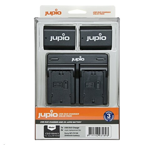 Set Jupio 2x baterie NP-FZ100 - 2040 mAh + nabíječka duální pro Sony