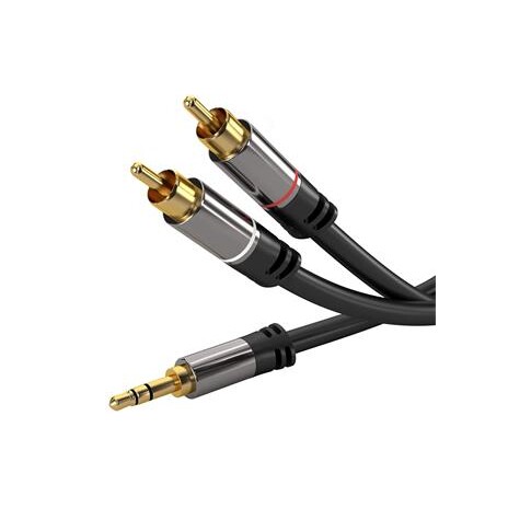 PremiumCord HQ stínený kabel stereo Jack 3.5mm-2xCINCH M/M 3m