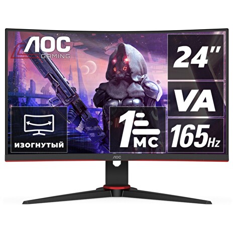 AOC/C24G2AE/23,6"/VA/FHD/165Hz/1ms/Blck-Red/3R