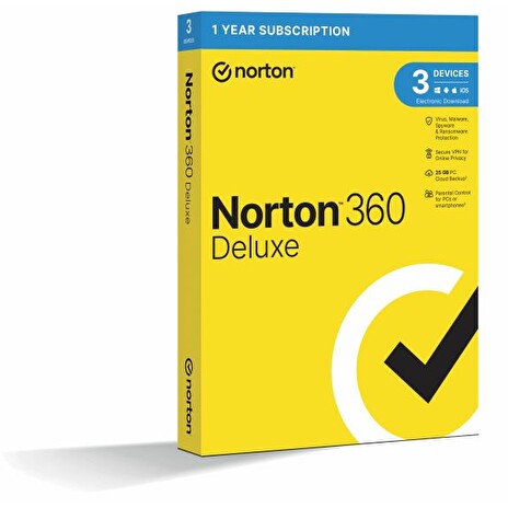 NORTON 360 DELUXE 25GB CZ 1uživatel pro 3 zařízení na 1rok_CZ box