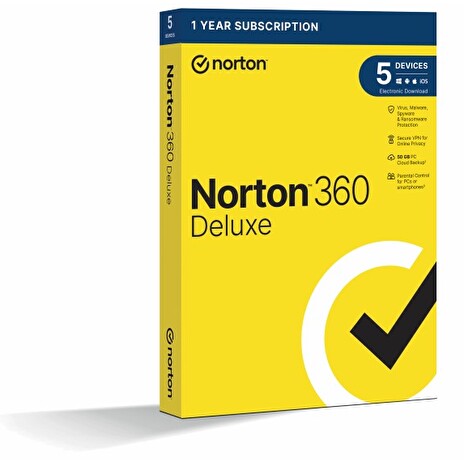 NORTON 360 DELUXE 50GB CZ 1uživatel pro 5 zařízení na 1rok_CZ box