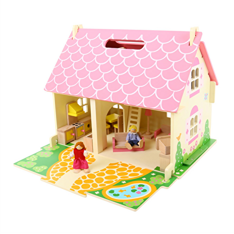 Hračka Bigjigs Toys Přenosný dřevěný domeček pro panenky