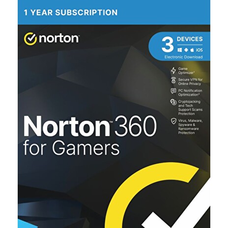 NORTON 360 FOR GAMERS 50GB CZ 1 USER 3 zařízení na 12 měsíců