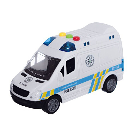 Dětská policejní dodávka na setrvačník Teddies se zvukem a světlem 15cm