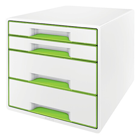 LEITZ Zásuvkový box WOW CUBE, 4 zásuvky, bílá/zelená