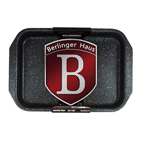 Plech Berlingerhaus na pečení hluboký s mramorovým povrchem Burgundy Metallic Line 35 x 25 cm