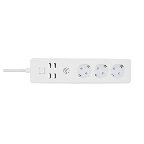 Tellur WiFi Smart Power Strip, 3x zásuvka, 4x USB 4A, 2200W, 10A, 1.8m, bílá