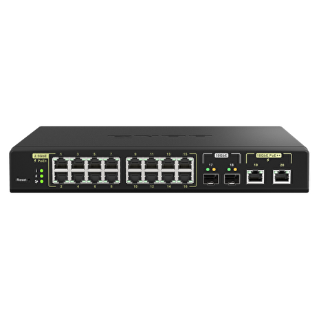 QNAP řízený switch QSW-M2116P-2T2S (16x 2,5GbE PoE+ RJ45 / 2x 10GbE RJ45 PoE++ / 2x 10GbE SFP+)
