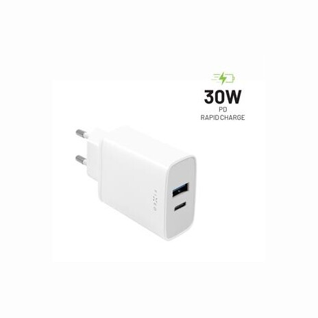 Síťová nabíječka FIXED s USB-A a USB-C, PD, 30W