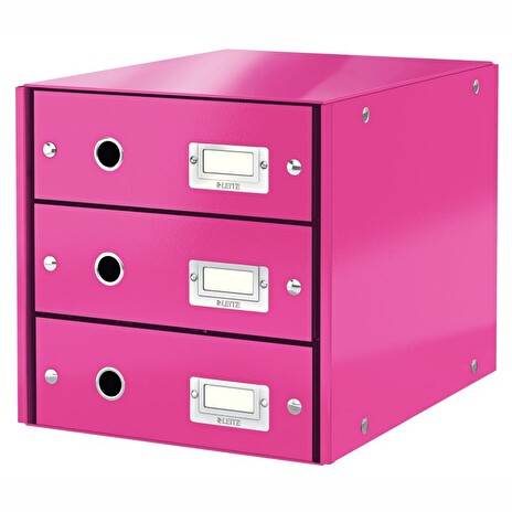 LEITZ Zásuvkový box Click&Store, 3 zásuvky, růžová