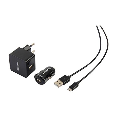 Nabíječka SCO 516-000BK USB KIT 1M/WALL/CAR SENCOR