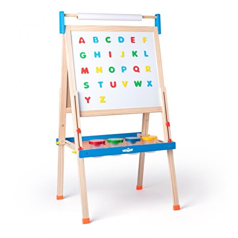 Tabule Woody "ABC" s písmeny, s rolí papíru a kelímky