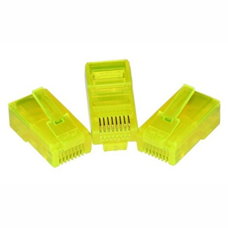 W-Star Konektor UTP RJ45 lanko/licna, pozlacená 3u Cat5e neonově žlutá, 10ks