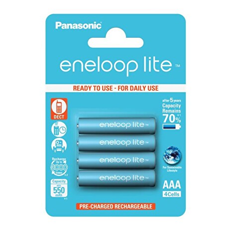Baterie AAA (R03) nabíjecí 1,2V/550mAh Eneloop PANASONIC LITE 4ks