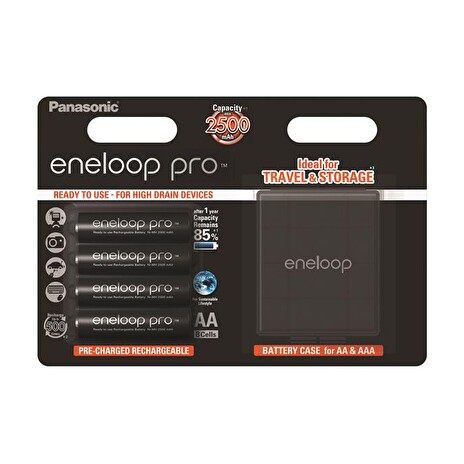 Baterie AA (R6) nabíjecí 1.2V/2500mAh Eneloop PANASONIC PRO 4ks + box