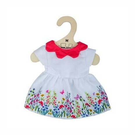 Hračka Bigjigs Toys Bílé květinové šaty s červeným límečkem pro panenku 34 cm
