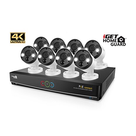 iGET HOMEGUARD HGNVK164908 - Ultra HD 4K systém s PoE napájením, 16-kanálové NVR + 8x HGNVK936CAM 4K kamera