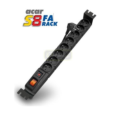 19" napáj.panel ACAR S8/5m 8x220V Black+přep.ochr.10A