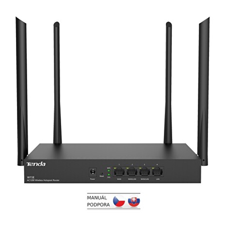 Tenda W15E WiFi Hotspot AC1200 Router, 1x WAN, 2x WAN/LAN, 1xLAN, VPN, Captive portal, MultiWAN, Kov