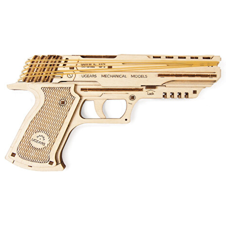 Hračka Ugears 3D dřevěné mechanické puzzle Wolf-01 Pistol