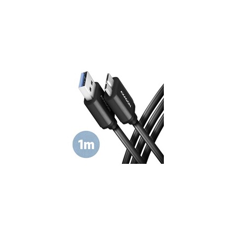 AXAGON BUMM3-AM10AB, SPEED kabel Micro-B USB <-> USB-A, 1m, USB 3.2 Gen 1, 3A, ALU, tpe, černý