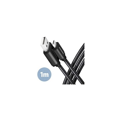 AXAGON BUMM-AM10AB, HQ kabel Micro USB <-> USB-A, 1m, USB 2.0, 2.4A, ALU, oplet, černý