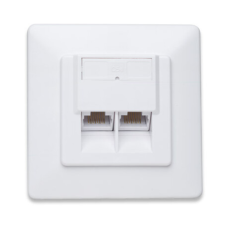 Zásuvka Profi UTP Cat5E, 2xRJ45, pod omítku, šikmý vývod, bílá
