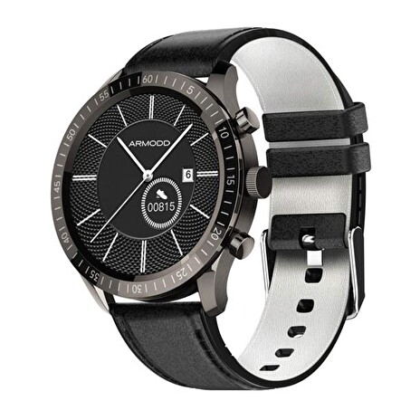 Hodinky ARMODD Silentwatch 4 Lite Black s černým koženým řemínkem