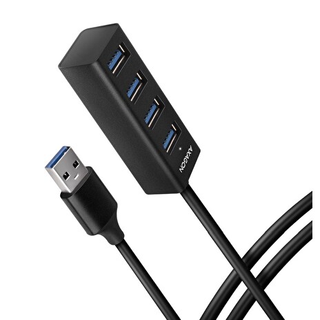 AXAGON HUE-M1AL, 4x USB 3.2 Gen 1 MINI hub, kovový, kabel USB-A 1.2m