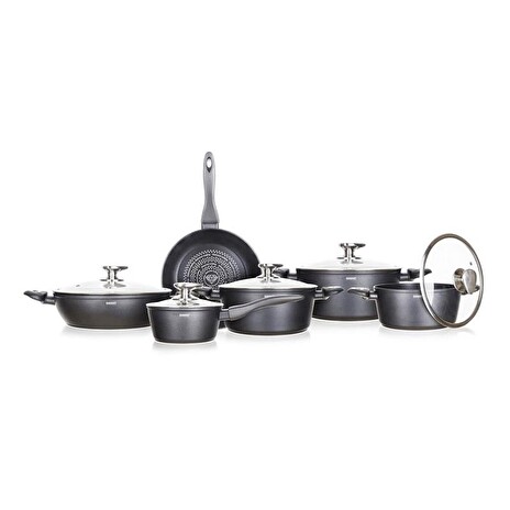 Sada hrnců BANQUET Diamon Matte Grey 11ks