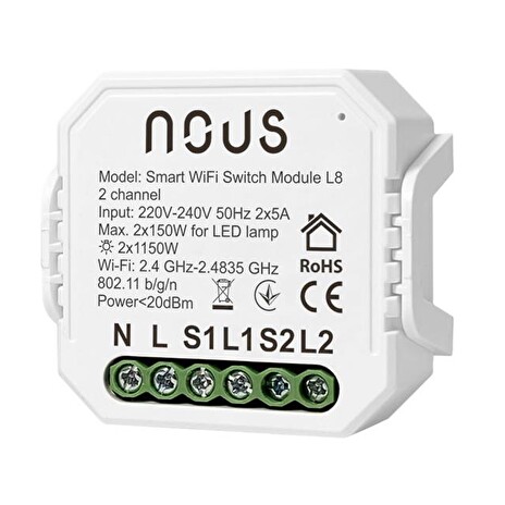 Smart ovladač osvětlení NOUS L8 2-kanálový WiFi Tuya