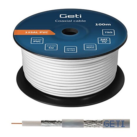 Vodič koax Geti 125AL PVC (100m cívka)