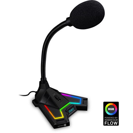 CONNECT IT NEO RGB ProMIC mikrofon, podsvícený, USB, ČERNÝ