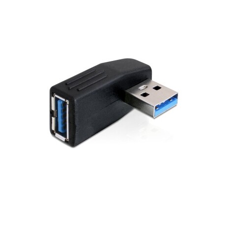 DeLock adaptér USB 3.0 samec - USB 3.0 samice pod úhelem 90° horizontálně