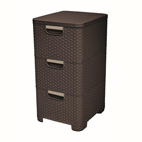 Regál Curver Style 3x14L se zásuvkami tmavě hnědý