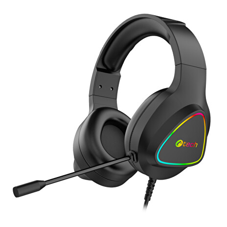 C-TECH herní sluchátka s mikrofonem Midas (GHS-17), casual gaming, RGB podsvícení,3,5mm jack+USB(pods.) černá