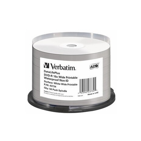 VERBATIM DVD-R DataLifePlus 4.7GB, 16x, printable, waterproof, spindle 50 ks