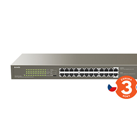 Tenda TEG1124P-24-250W - 24x RJ45 Switch s 24x PoE RJ45 802.3af/at 10/100/1000Mbps, VLAN, 6kV, PoE 225W