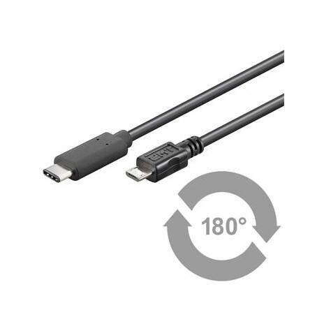 PremiumCord Kabel USB 3.1 konektor C/male - USB 2.0 konektor Micro-B/male, 1m
