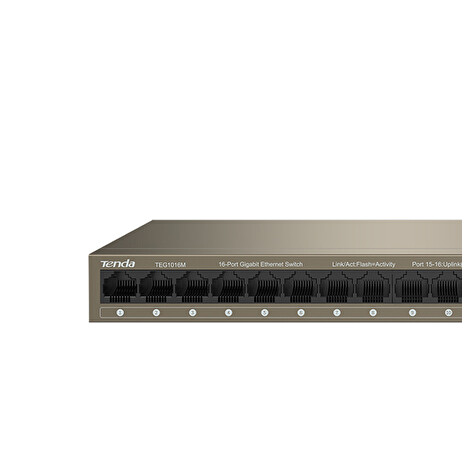 Tenda TEG1016M - 16-port Gigabit Ethernet Switch, 10/100/1000 Mbps, Fanless, Kov