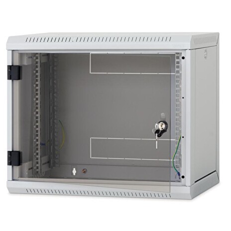 Rack Triton 19" jednodílný 9U/400mm prosklené dveře, odnímatelné bočnice,šedý - Poškozeno