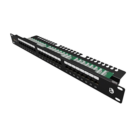 19" Patch panel Solarix 24xRJ45 CAT5E UTP vyvazovací lišta
