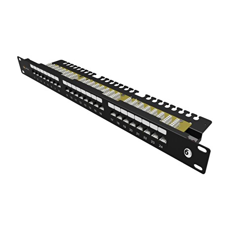 19" Patch panel Solarix 24xRJ45 CAT6 UTP vyvazovací lišta