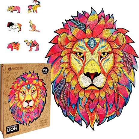 Puzzle dřevěné, barevné - Tajemný lev